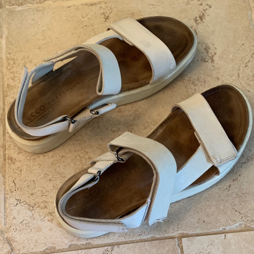Ecco Women's White Leather Double-Strap Sandals